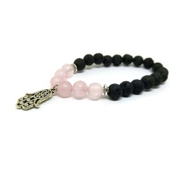 Rose Quartz and Lava Stone Aromatherapy Bracelet