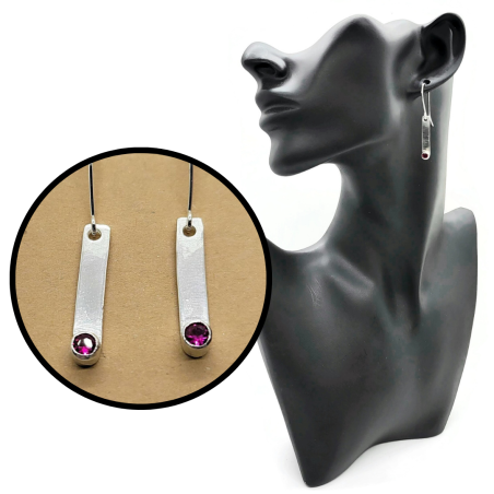 Sterling Silver Ruby Dangle Earrings