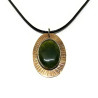 Green Jade Sterling Silver and Copper Pendant