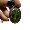 Green Jade Sterling Silver and Copper Pendant