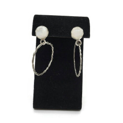 Sterling Silver Moonstone Twisted Hoops