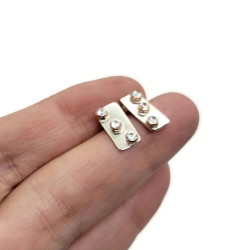 Sterling Silver and Copper CZ Earrings