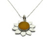 Sea Glass Sterling Silver Sunflower Necklace