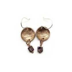 Copper Penny and Sea Sediment Jasper Earrings