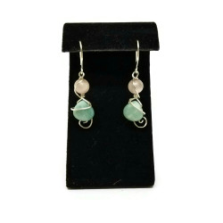 Sterling Silver Rose Quartz & Faceted Amazonite Earrings